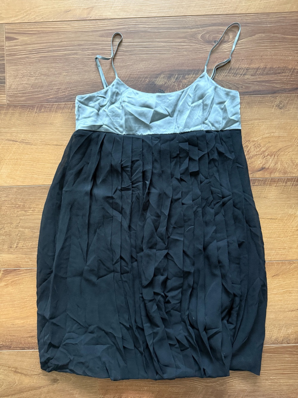 Sisley Black Pleated bubble mini dress size XS